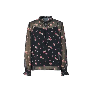 Hopeshow Casual Suit Women's Black With Pink Floral