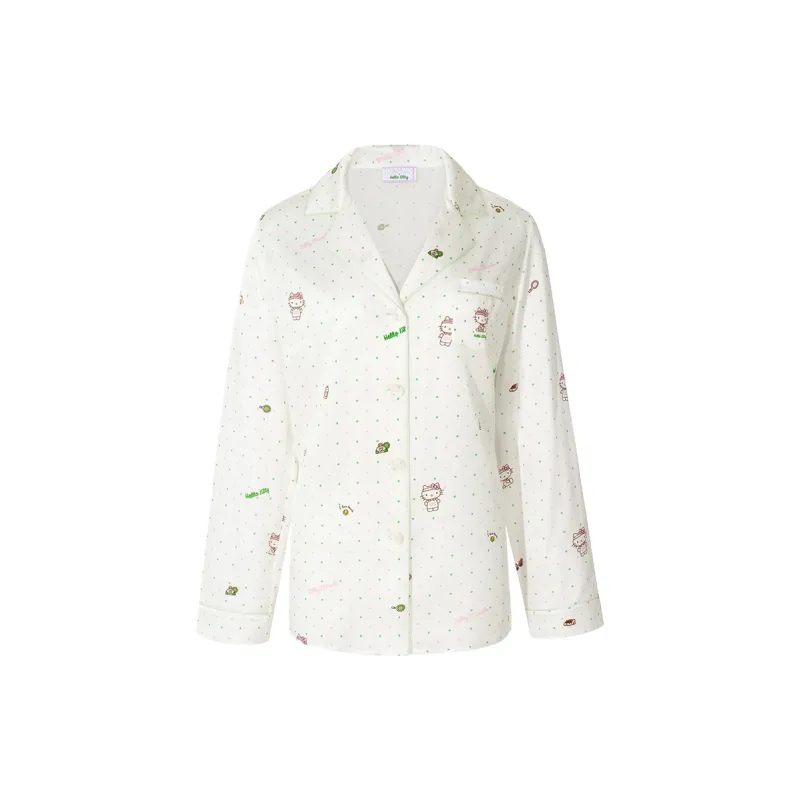 SILKY MIRACLE Pajama Set Women's Light Green Polka Dot-2