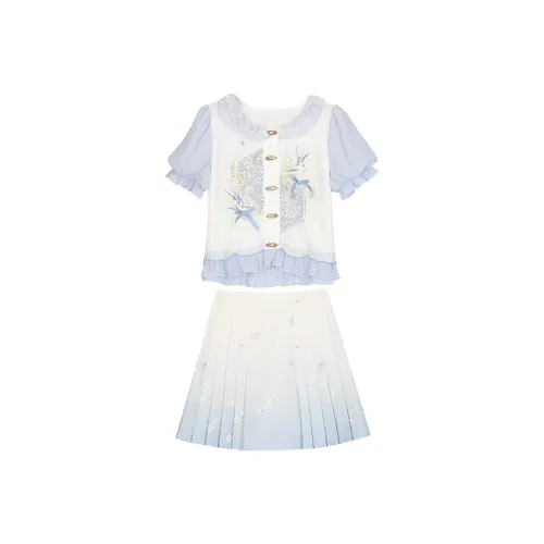 SNBL Skirt Set Women's Window Flower Crane