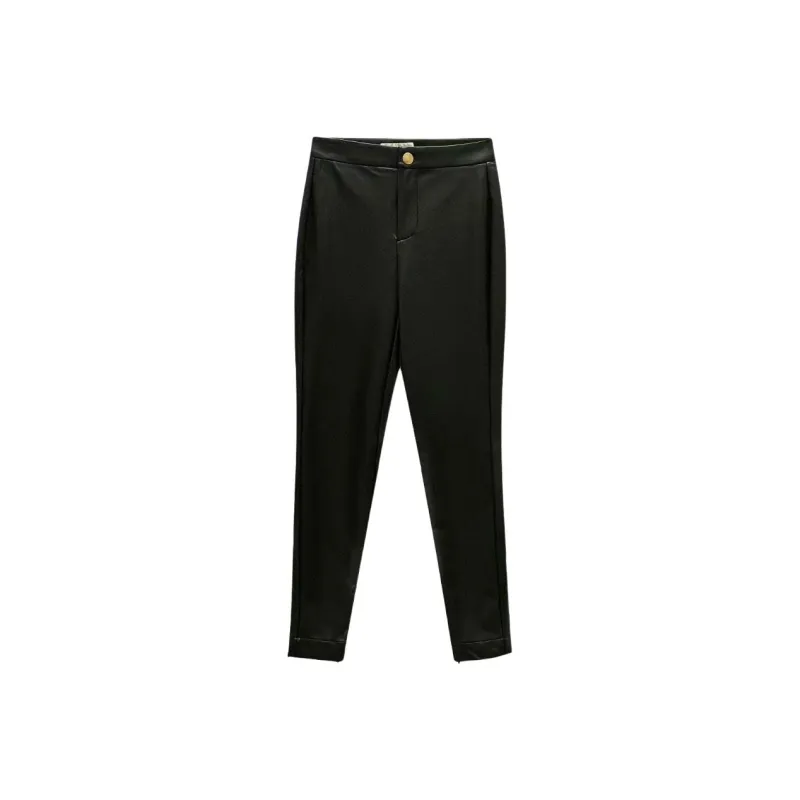 MICHAEL KORS Leather Pants Women's Black-0