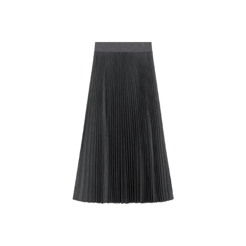 THEORY Pleated Pull-on Midi Skirt-0
