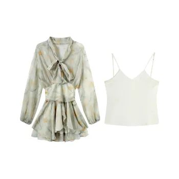 Pink Avril Skirt Set Women's Light Yellow Floral