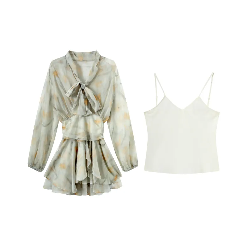Pink Avril Skirt Set Women's Light Yellow Floral-0