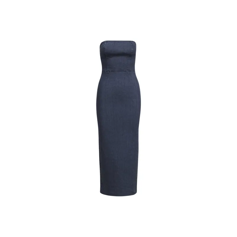 ARITZIA Denim Forum The '90s Tube Maxi Denim Dress Sleeveless Dress Women's Under Pressure/Dark Indigo-0