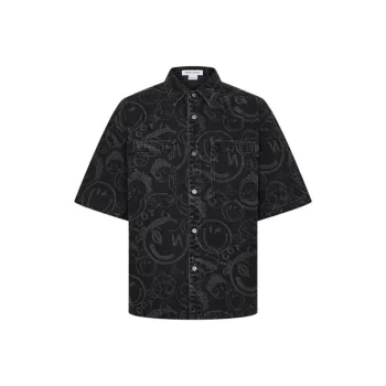 URBAN REVIVO Shirts Men Pitch Black Gray With Print
