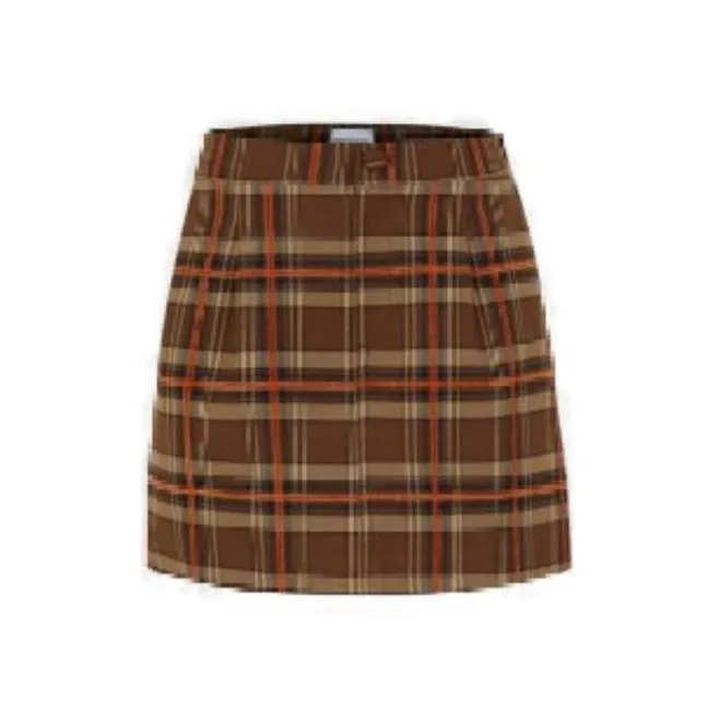 UNIQLO Casual Short Skirts Women's Brown Plaid-0