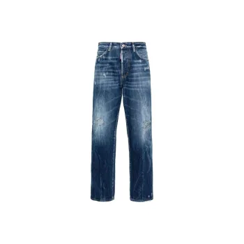 DSQUARED 2 Mid Rise Distressed Straight Leg Jeans