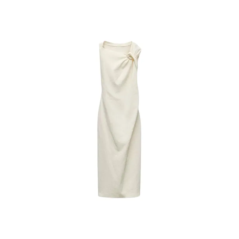 ZARA Sleeveless Dress Women's White-0