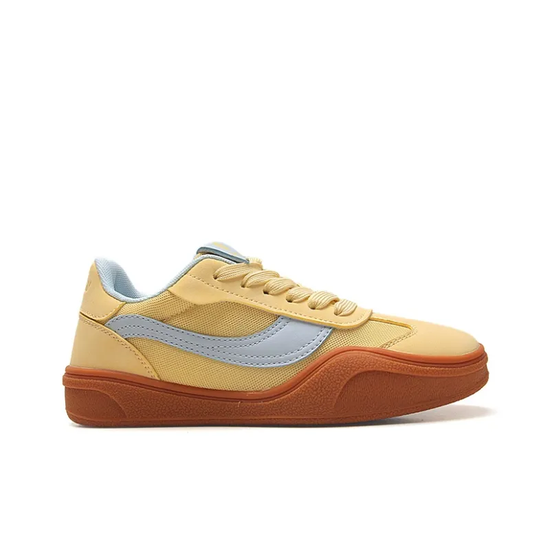 STUR YSN Abrasion Resistant Breathable Low Top Skateboard Shoes Women's Yellow Blue-2