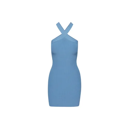 ARITZIA Babaton Sculpt Knit Criss Cross Dress Sleeveless Dress Women's Flagstone Blue/Stone Blue