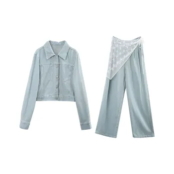 A Paradise For Awakening Casual Suit Women's Denim Light Blue