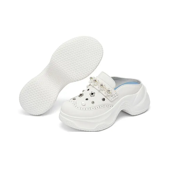 SUGARSU Abrasion Resistant Slip Resistant Closed Toe Slippers Women's White-4
