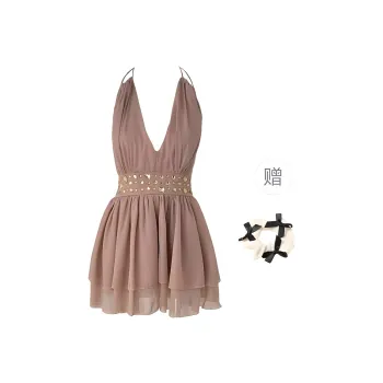 TURN UP Slip Dress Women's Dusty Pink Includes Bowknot Hair Tie