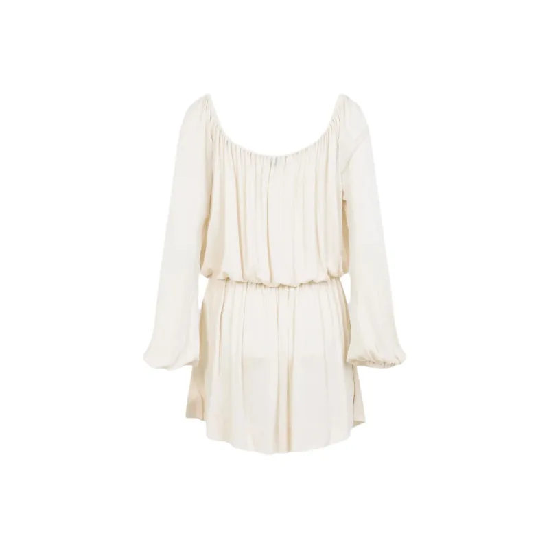 SAINT LAURENT Ruched Long Sleeved Dress-0