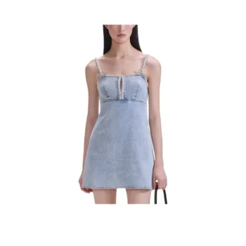 Self portrait Slip Dress Women's Light Denim Blue