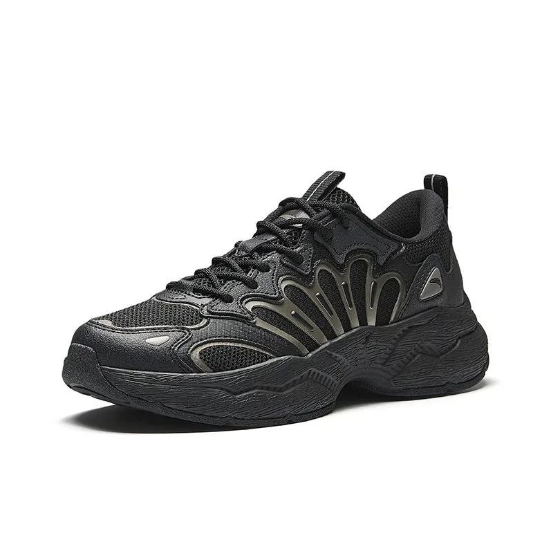 Anta Slip Resistant And Breathable Low Top Chunky Sneakers Men's Basic Black-1