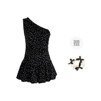 TORIGHT Sleeveless Dress Women's Black Polka Dot+Bowknot Hair Tie Comes With