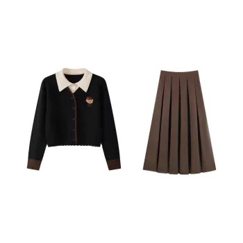 GLEE DIARY Skirt Set Women's Black+Brown