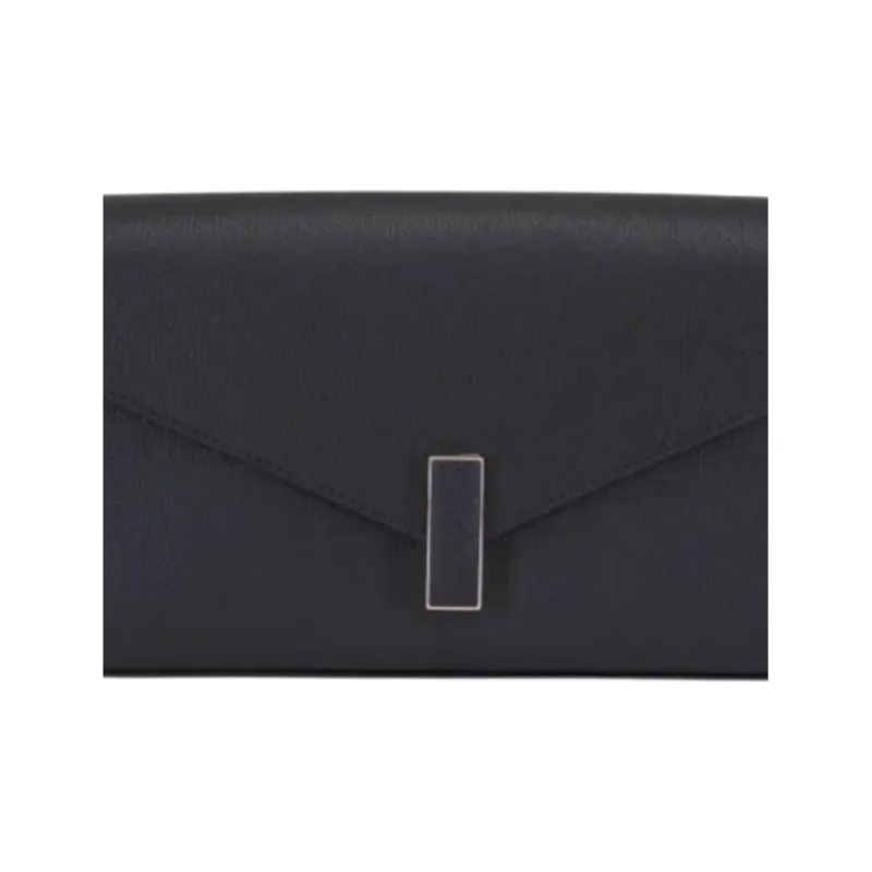 Valextra Iside Leather Envelope Bag, Clutch Women's Black-2