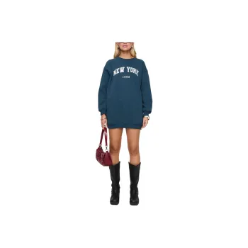 PRINCESS POLLY NEW YORK MINUTE MINI SWEATSHIRT DRESS Long Sleeved Dress Women's NAVY/Marine Blue