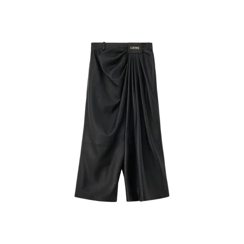 LOEWE SS25 Leather Pants Women's Black-0