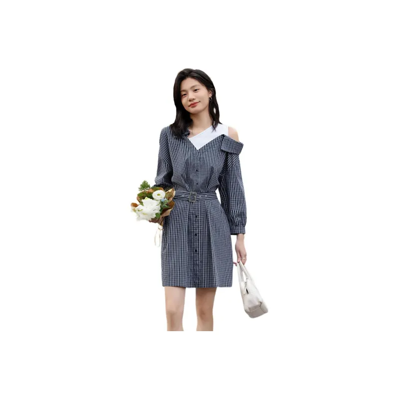 【dme】 Long-Sleeved Dresses Women's Navy Blue-0