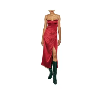 REFORMATION Marguerite Silk Dress Slip Dresses Women's Sand Gray Red