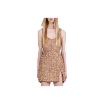 Self portrait Sleeveless Dress Women's Camel Gold