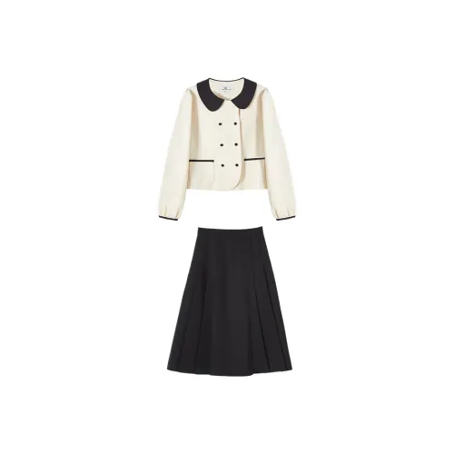 XIANGYING N ONE Skirt Set Womens Black White Women's White+Black