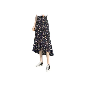 Cypress House Casual Long Skirt Women's Navy Blue Base With Multicolor