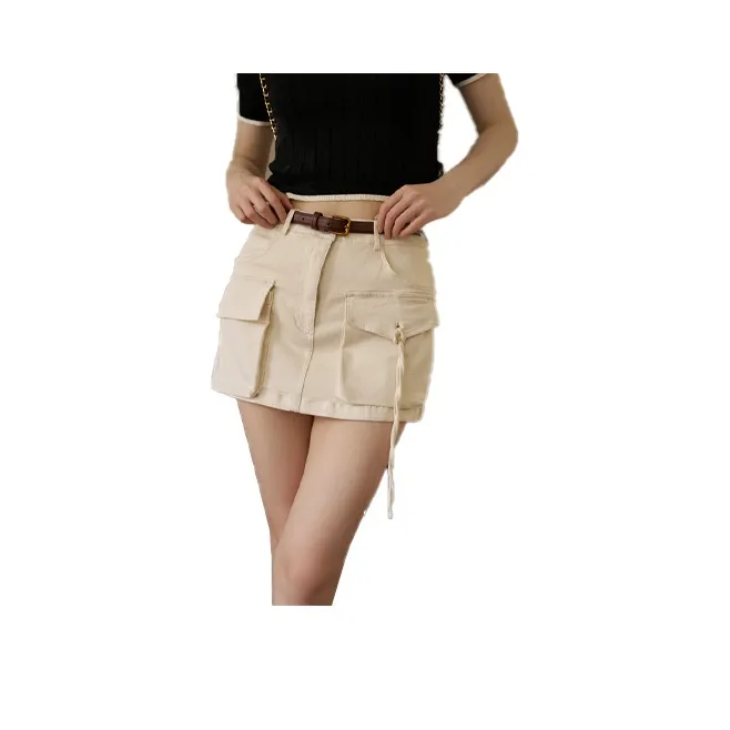 MISHOW Denim Short Skirts Women's Apricot-0