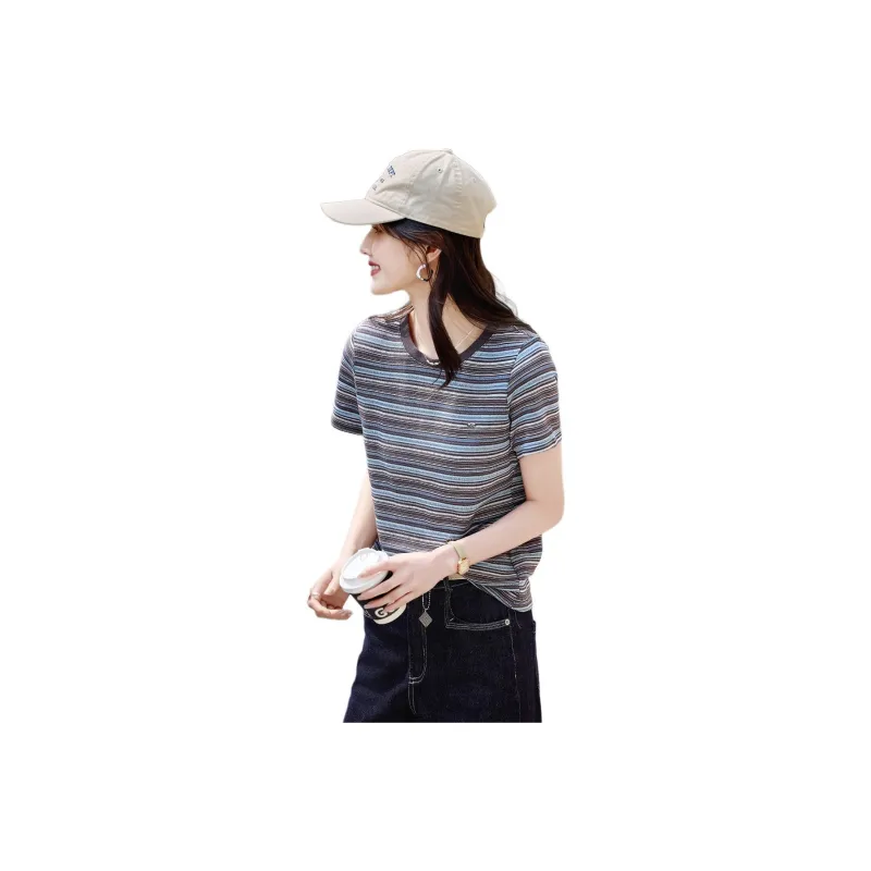Still quiet T Shirts Women's Gray Blue-0