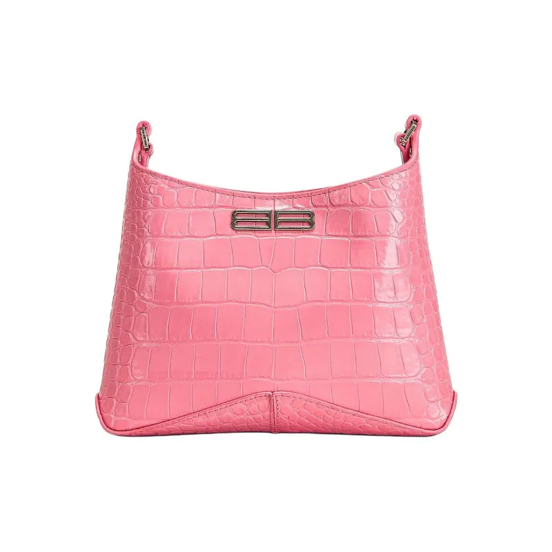 Balenciaga Cow Leather Hobo Bag Shoulder Bag Small Size Women's Pink-0