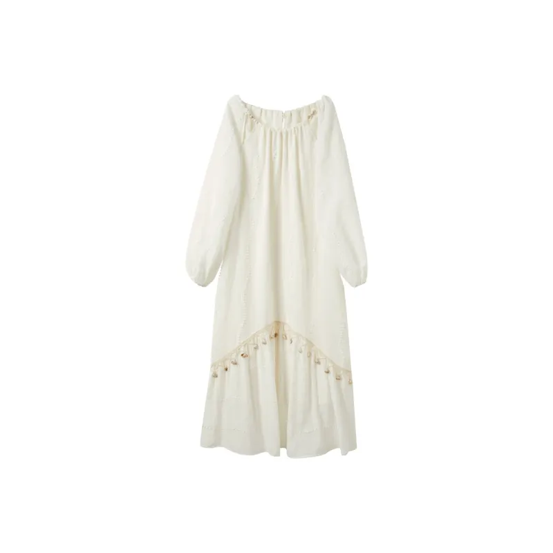 3COLOUR Long Sleeved Dresses Women's Pearl White-0