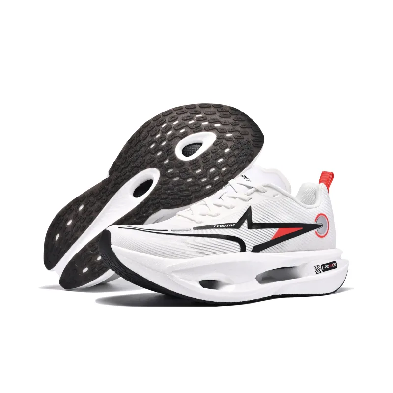 LEBUZHE Running Shoes Unisex Low Top White, Black-4