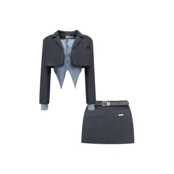 KAZAN Two Piece Skirt Sets Women's Suit [undershirt + Blazer + Uniform Skirt]