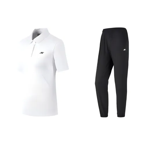 Skechers Casual Suits Women's Set Bright White Top+Carbon Black Pants