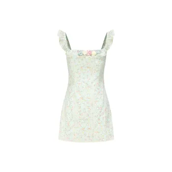Qiuerle Slip Dress Women's Light Green
