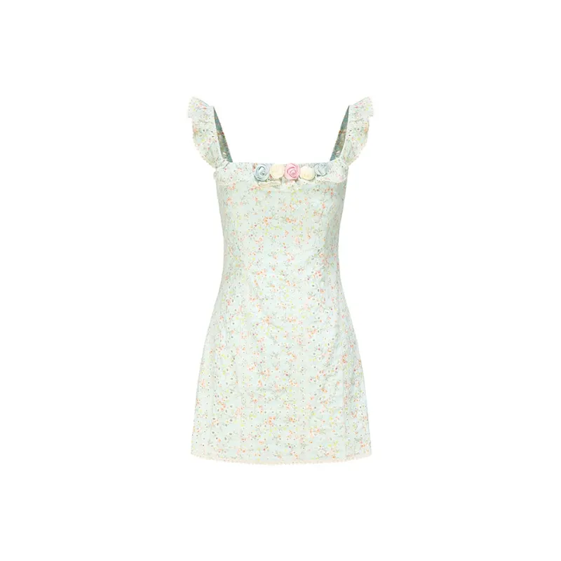 Qiuerle Slip Dress Women's Light Green-0