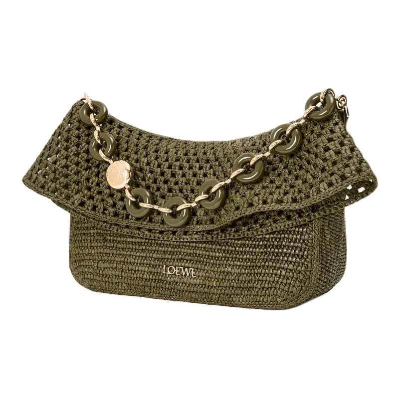 LOEWE Plant Material One Shoulder Handbag Medium Size Women's Dark Khaki-4