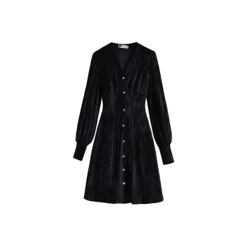 Silky Queen Long Sleeved Dresses Women's Black