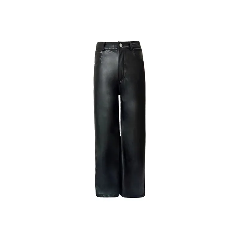 Rose Leather Pants Women's Black-2