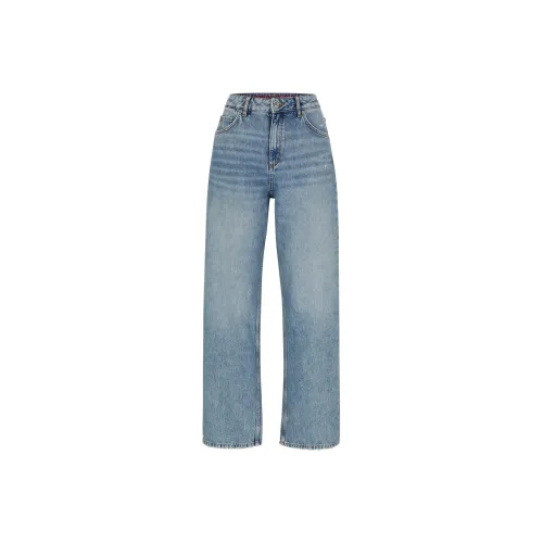 HUGO BOSS Relaxed-Fit Jeans In Blue Rigid Denim Jeans Women's Light Blue
