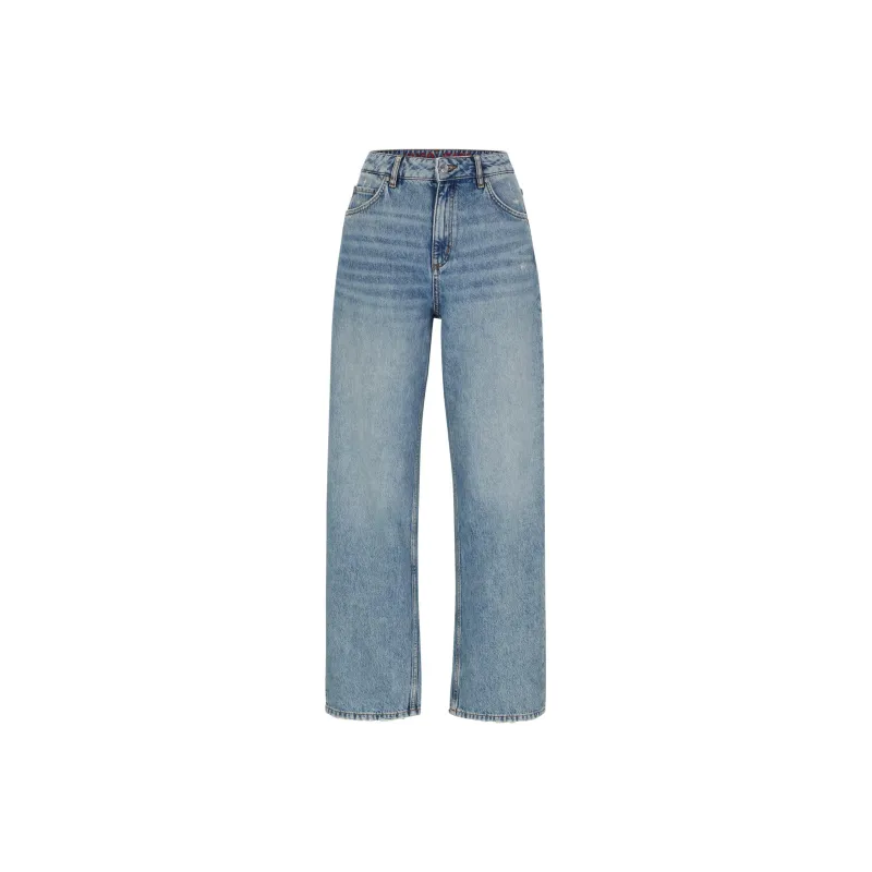 HUGO BOSS Relaxed-Fit Jeans In Blue Rigid Denim Jeans Women's Light Blue-0