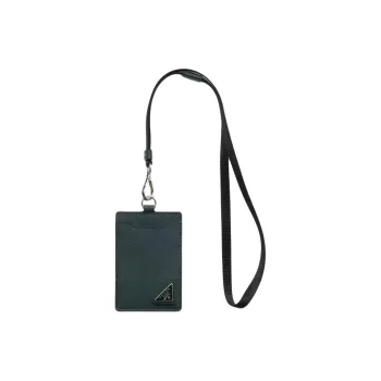 PRADA Saffiano Cow Leather Card Holder Unisex Emerald Green