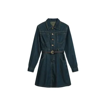 AHDO Long Sleeved Dresses Women's Short In Blue
