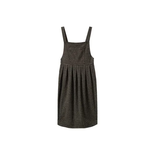 WUPODAMANVZHUANG Slip Dress Women's Beige Blue Plaid