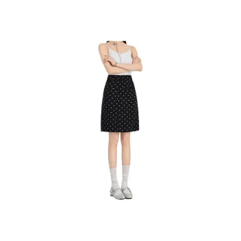 Aros Super Shopping Casual Short Skirts Women's Black Polka Dot