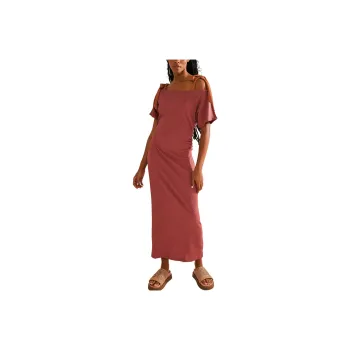 FREE PEOPLE Promenade Midi Short-Sleeved Dresses Women's Withered Rose