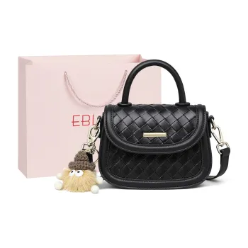EBLAN Cow Leather Shoulder Bag, Crossbody Bag, Small Square Bag Regular Women's Black